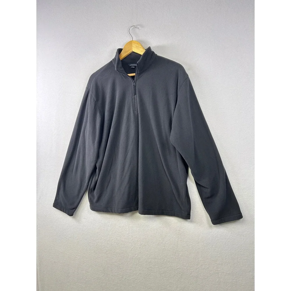 Lands‎ End Gray Fleece Quarter Zip Pullover Long Sleeve Men Size L